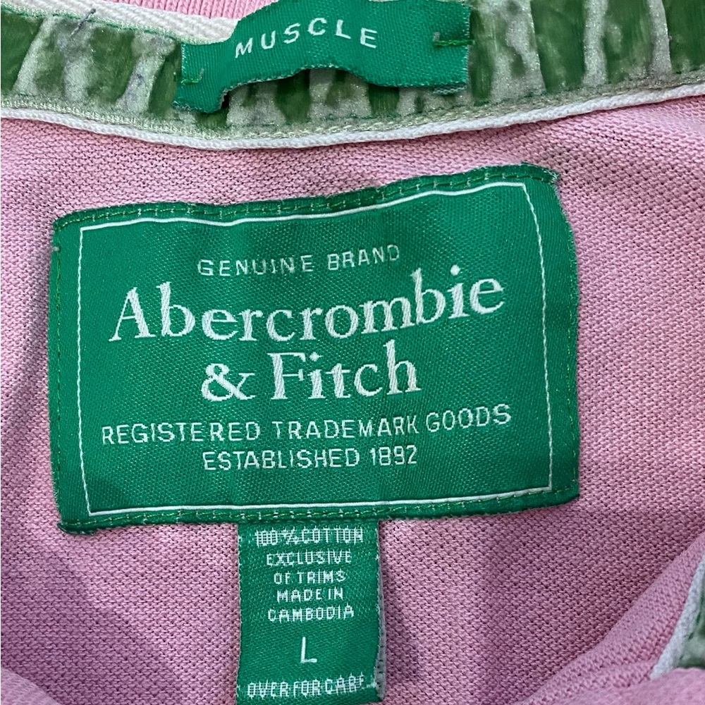 Abercrombie Muscle Boy’s Large Pink 100% Cotton Pique Knit Short Sleeve Polo - Picture 7 of 13